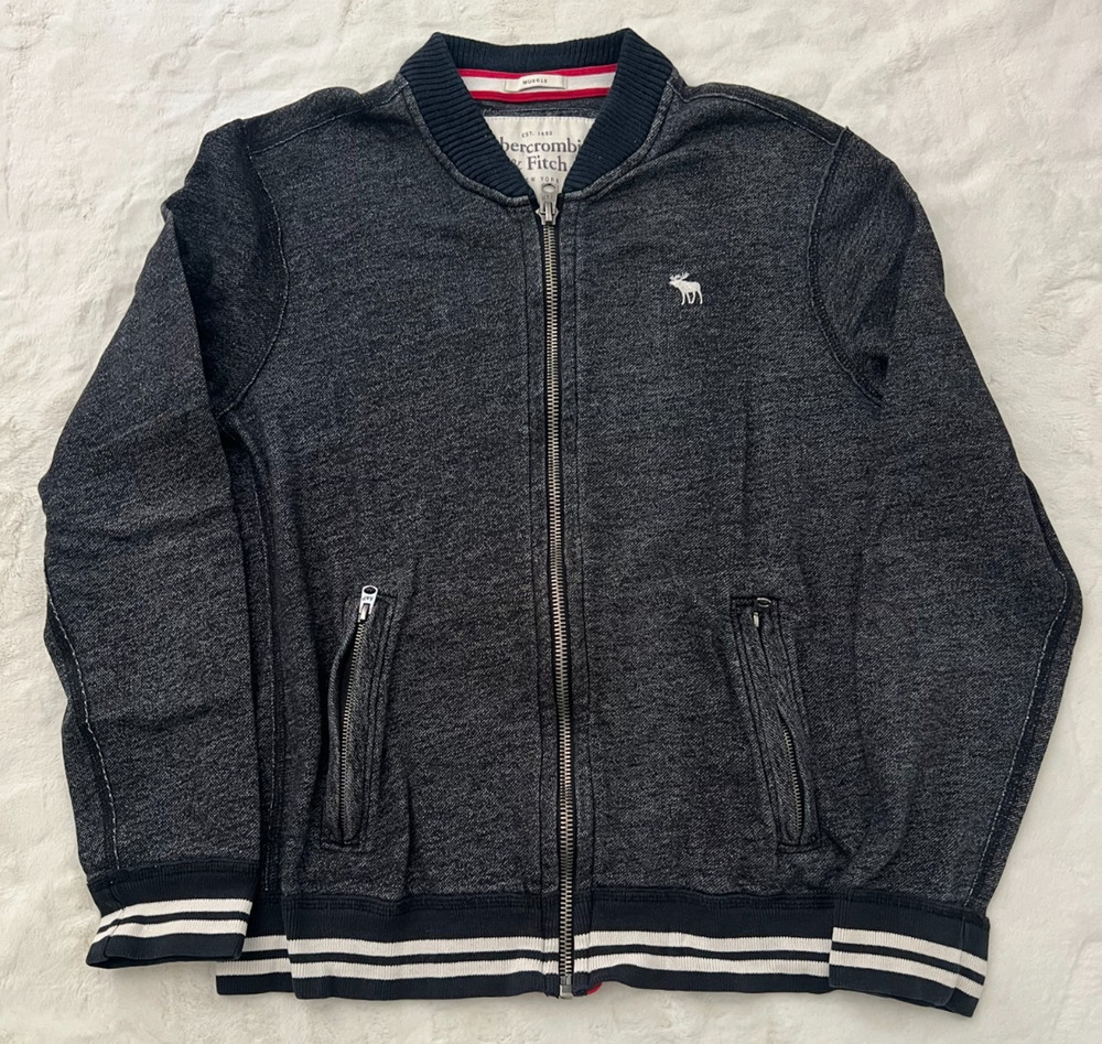 Abercrombie & Fitch Mens Muscle Full Zip Track Jacket Gray Size Medium